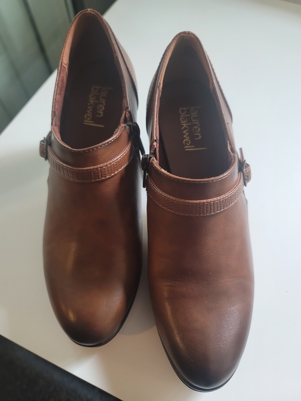 Lauren Blakwell Brown Leather Ankle Booties